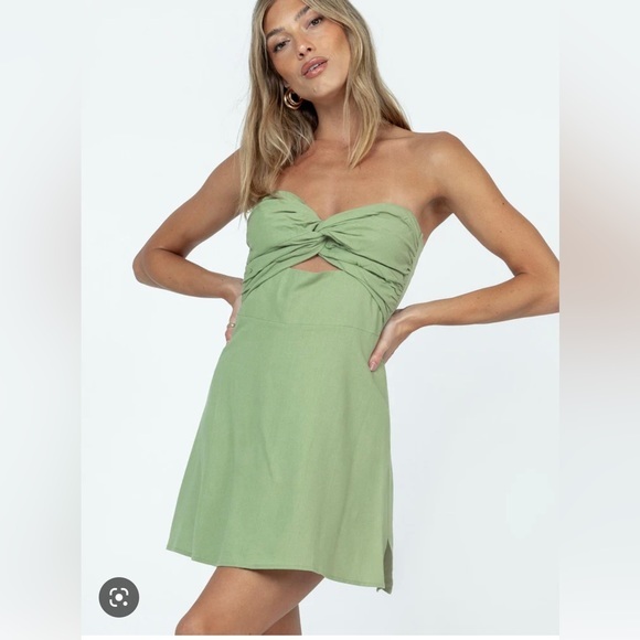 Princess Polly Falling For You Mini Dress Green Size 12 Nwt